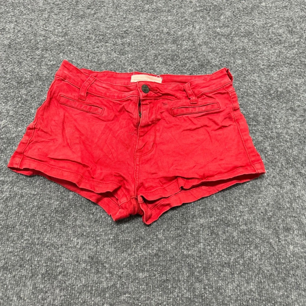 Sound & Matter Shorts Womens Size 28 Red Denim Heart Pocket Low Rise Mini Casual